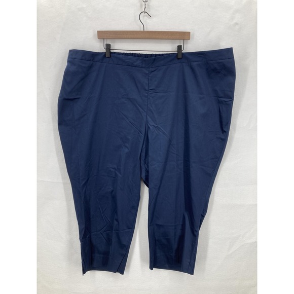 Catherines Pants Womens 4X 30/32W Navy Blue Secret Slimmer Capri Plus Stretch - Picture 1 of 15